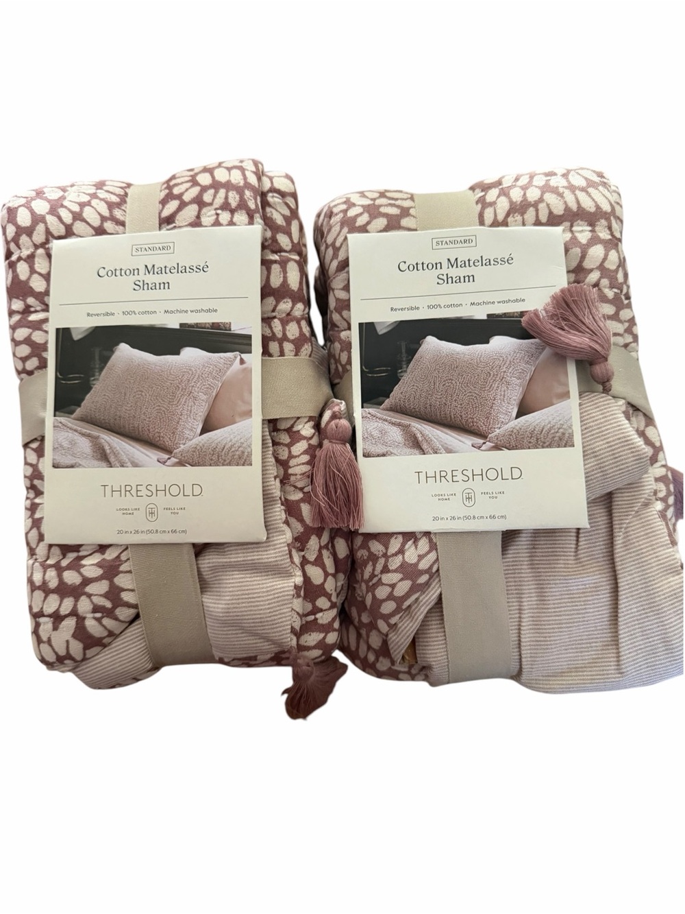 Threshold Cotton Matelassé Sham Pair in Dusty Rose x2